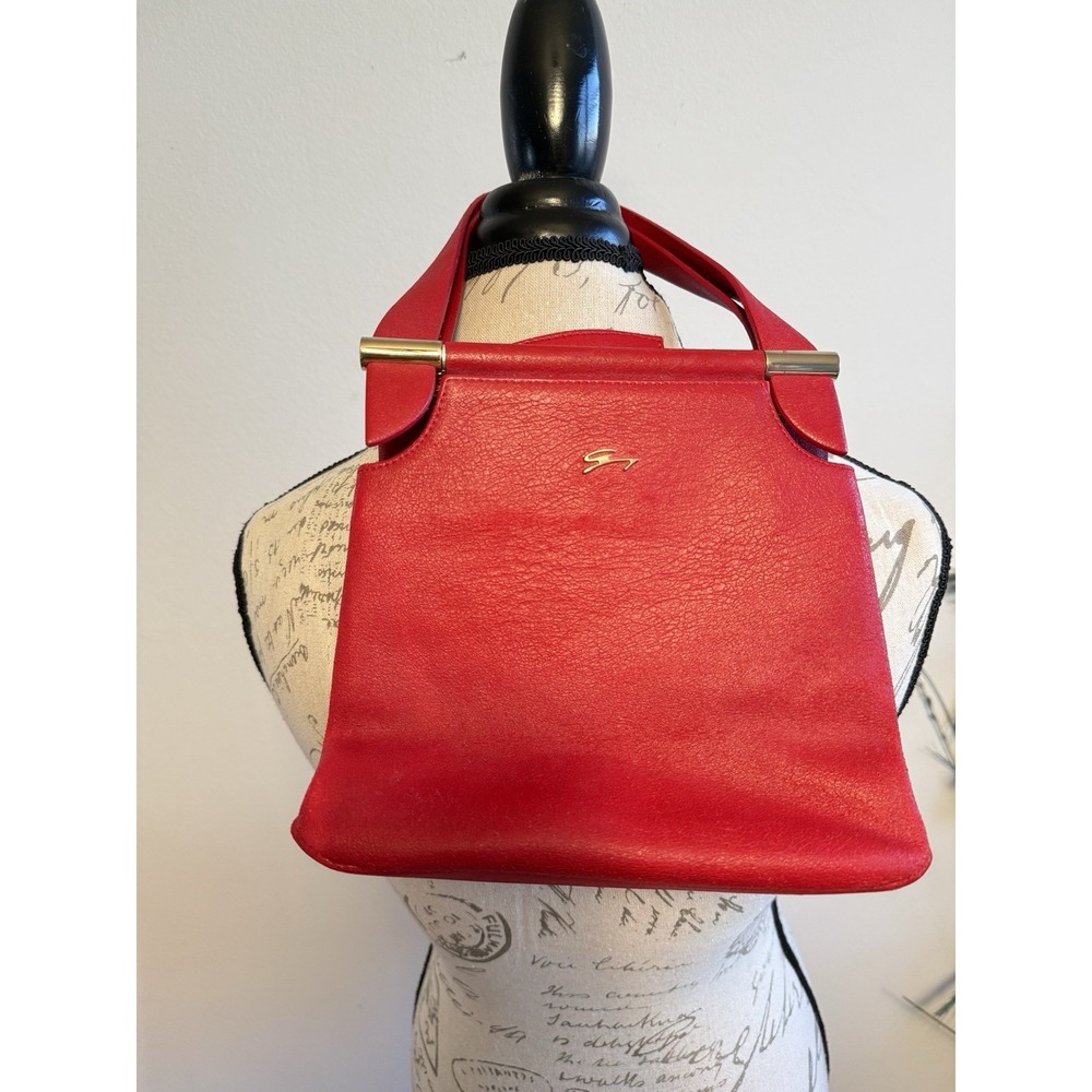 GENNY Made In Italy Red Leather Bag Purse‎